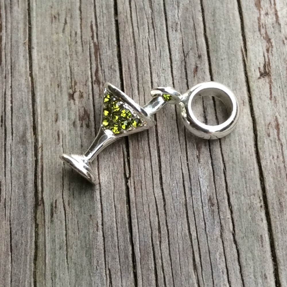 Silver Martini Glass Charm fits Pandora